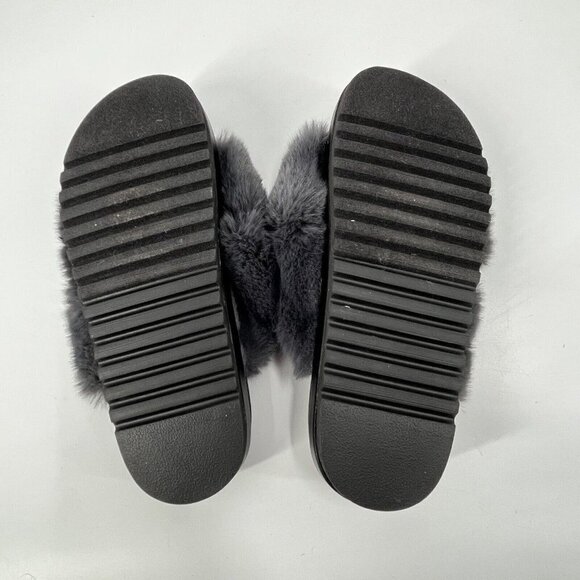 BP Cross Faux Fur Sandals Slippers Gray Sz 8 - Picture 5 of 6